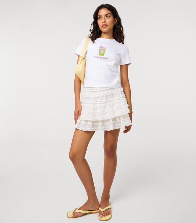 Pink Vanilla Women's White Matcha Girlie Diamanté T-Shirt Pink Vanilla New Look - 2