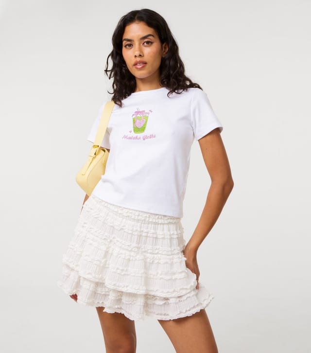 Pink Vanilla Women's White Matcha Girlie Diamanté T-Shirt Pink Vanilla New Look - 3