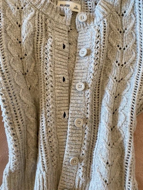Hollister hollister grey cable knit button up cardigan