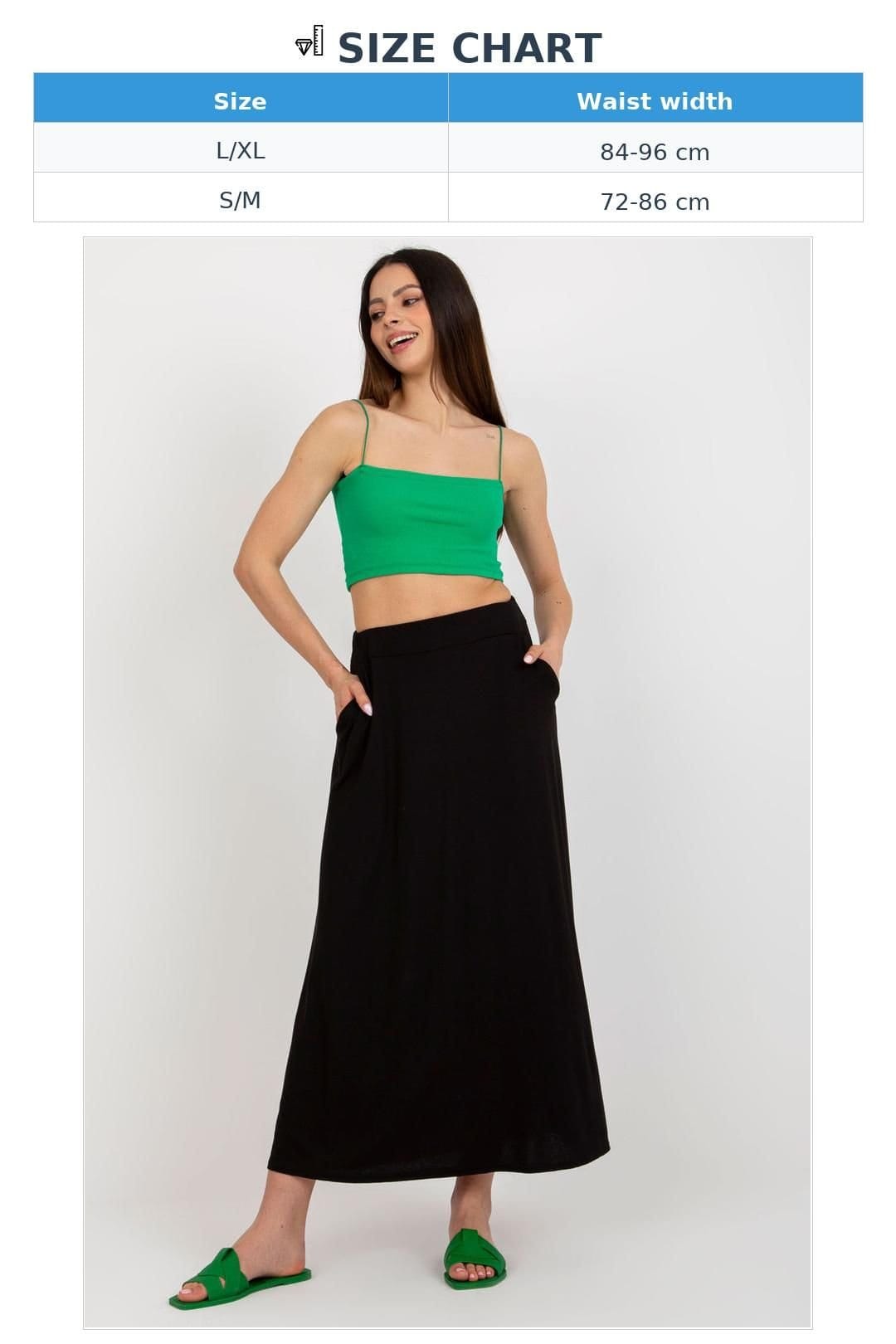 Love Lace Love Lace Women's Summer Long Loose Skirt with Elastic Waist Pockets in Black - 4