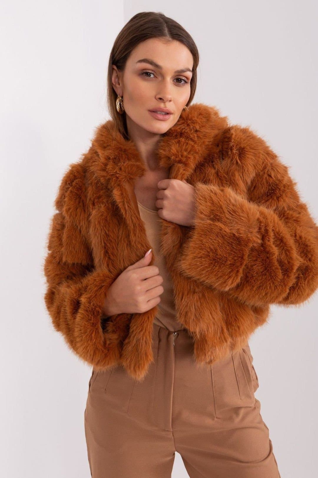 Love Lace Love Lace Women's Fur Trim Hooded Lightweight Transitional Jacket Style 189521 in Brown