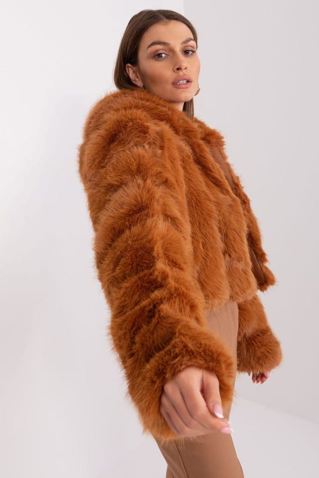 Love Lace Love Lace Women's Fur Trim Hooded Lightweight Transitional Jacket Style 189521 in Brown - 3