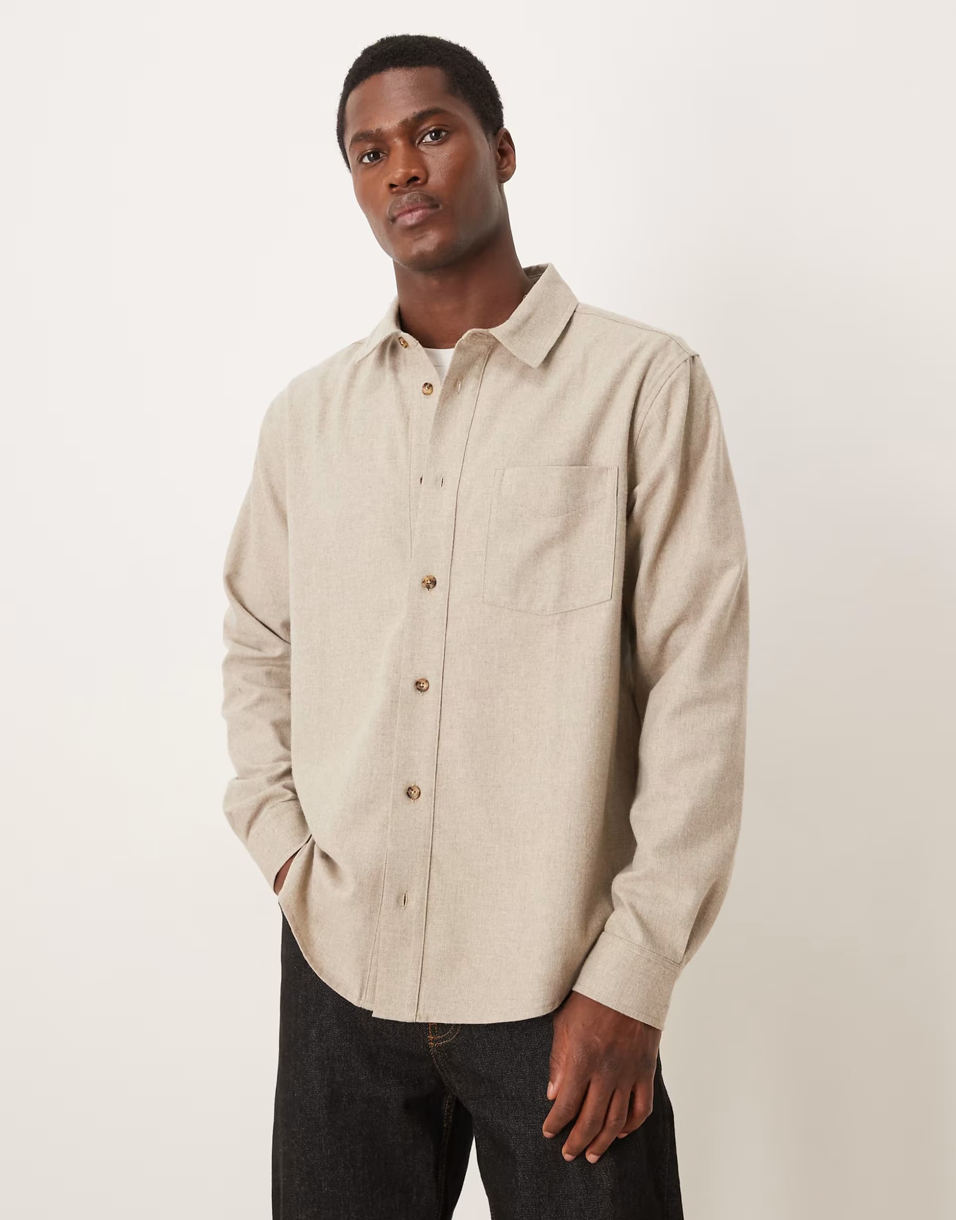 ASOS ASOS Textured Regular Shirt in Beige