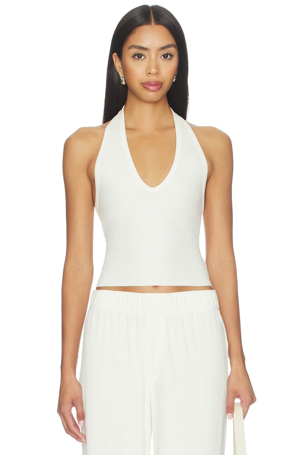 revolve Revolve Cream Cotton Halter Top