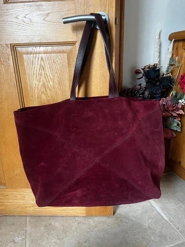 ASOS ASOS Burgundy Suede Leather Large Bag