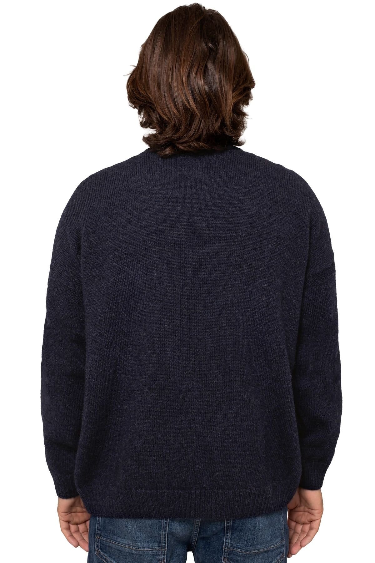 Celtic & Co Celtic & Co Men's British Wool Gansey Sweater in Dark Navy - 4