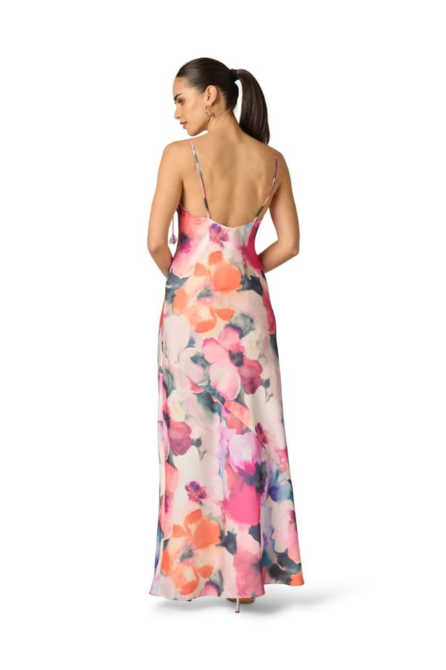 Adrianna Papell Adrianna Papell Women's Printed Sateen Long Dress in Pink - 3