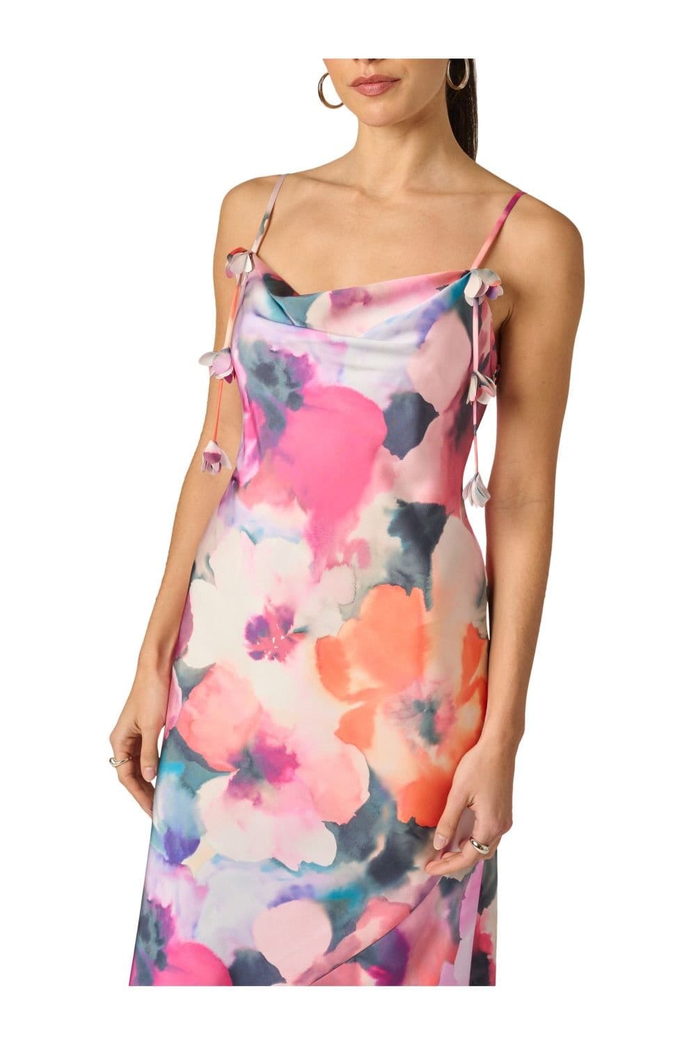 Adrianna Papell Adrianna Papell Women's Printed Sateen Long Dress in Pink - 4