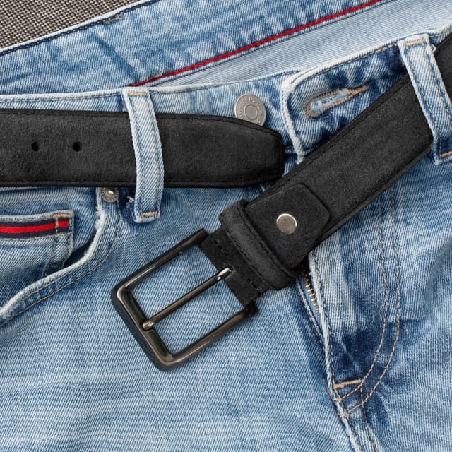 Woodland Leathers Woodland Leathers Men's Men's Genuine Leather Suede Belt in Black - 2