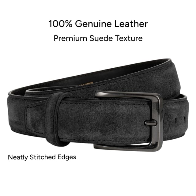 Woodland Leathers Woodland Leathers Men's Men's Genuine Leather Suede Belt in Black - 3
