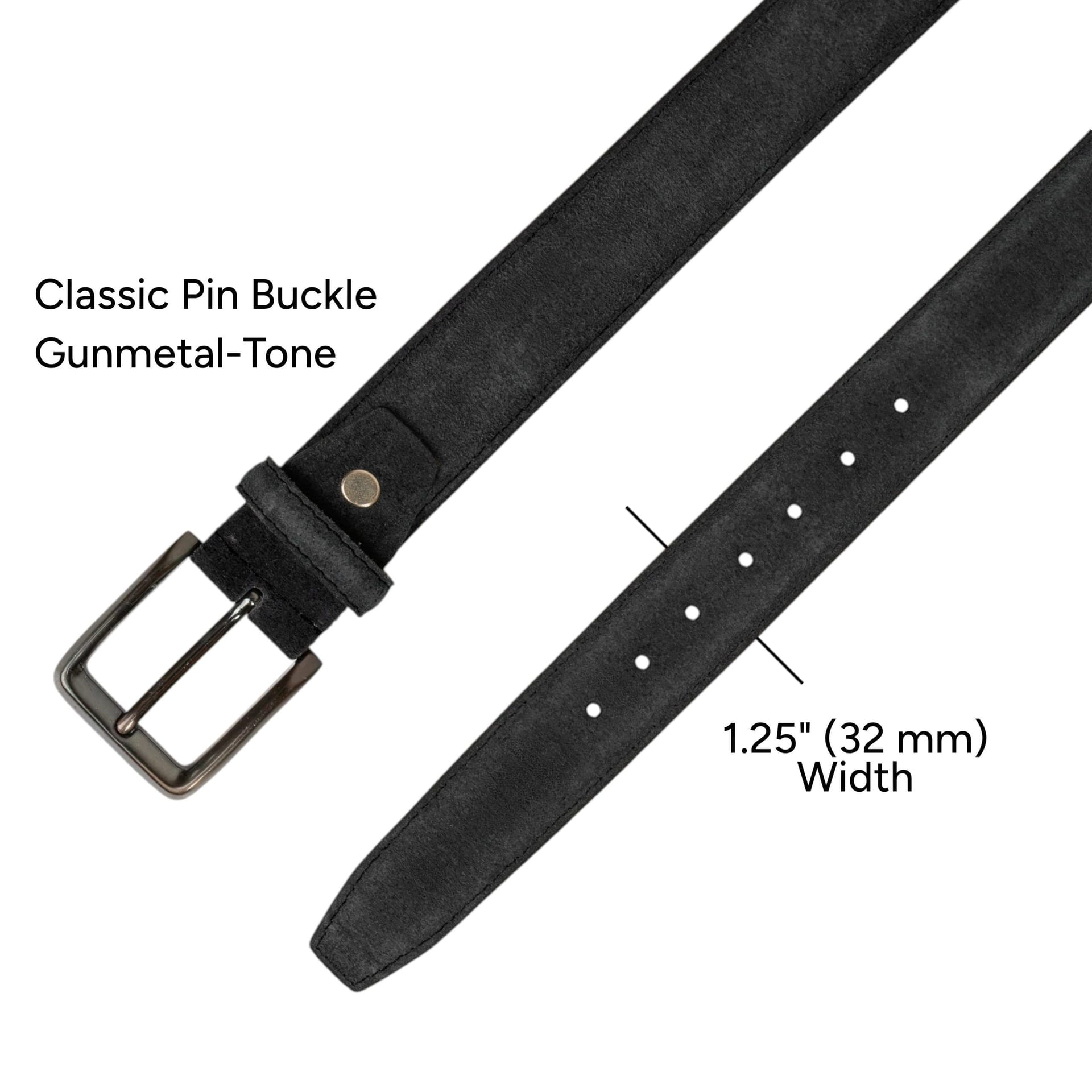 Woodland Leathers Woodland Leathers Men's Men's Genuine Leather Suede Belt in Black - 4