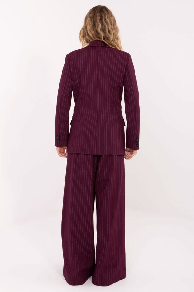 Love Lace Love Lace Women's Elegant Striped Double Breasted Blazer Style 221435 in Burgundy - 3