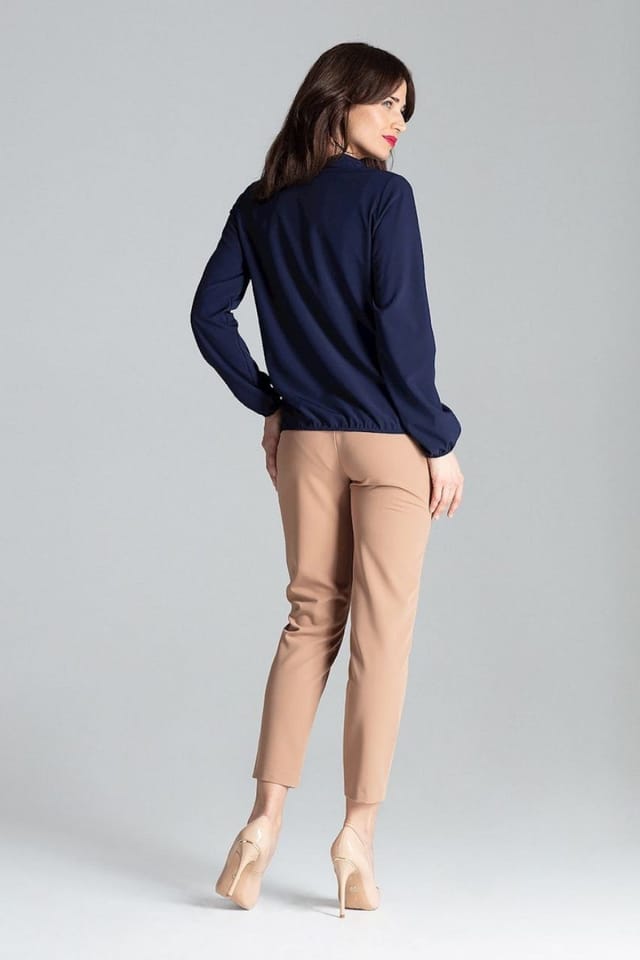 Love Lace Love Lace Women's Delicate Long Sleeve Blouse with Neck Tie in Blue - 3