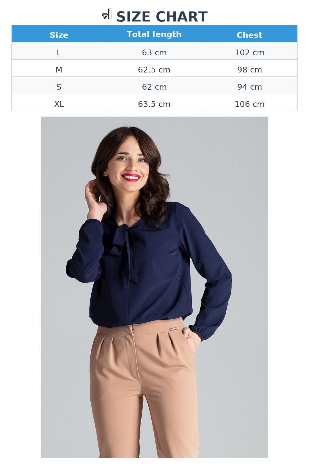 Love Lace Love Lace Women's Delicate Long Sleeve Blouse with Neck Tie in Blue - 4