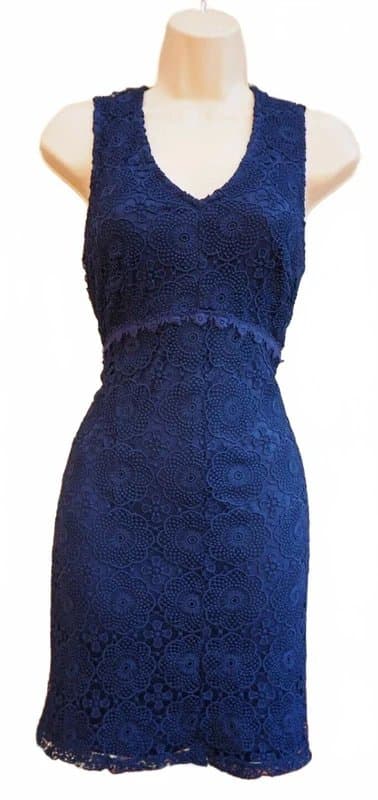 New Look New look blue crochet lace v neck sleeve bodycon party cocktail tube dress 10 s