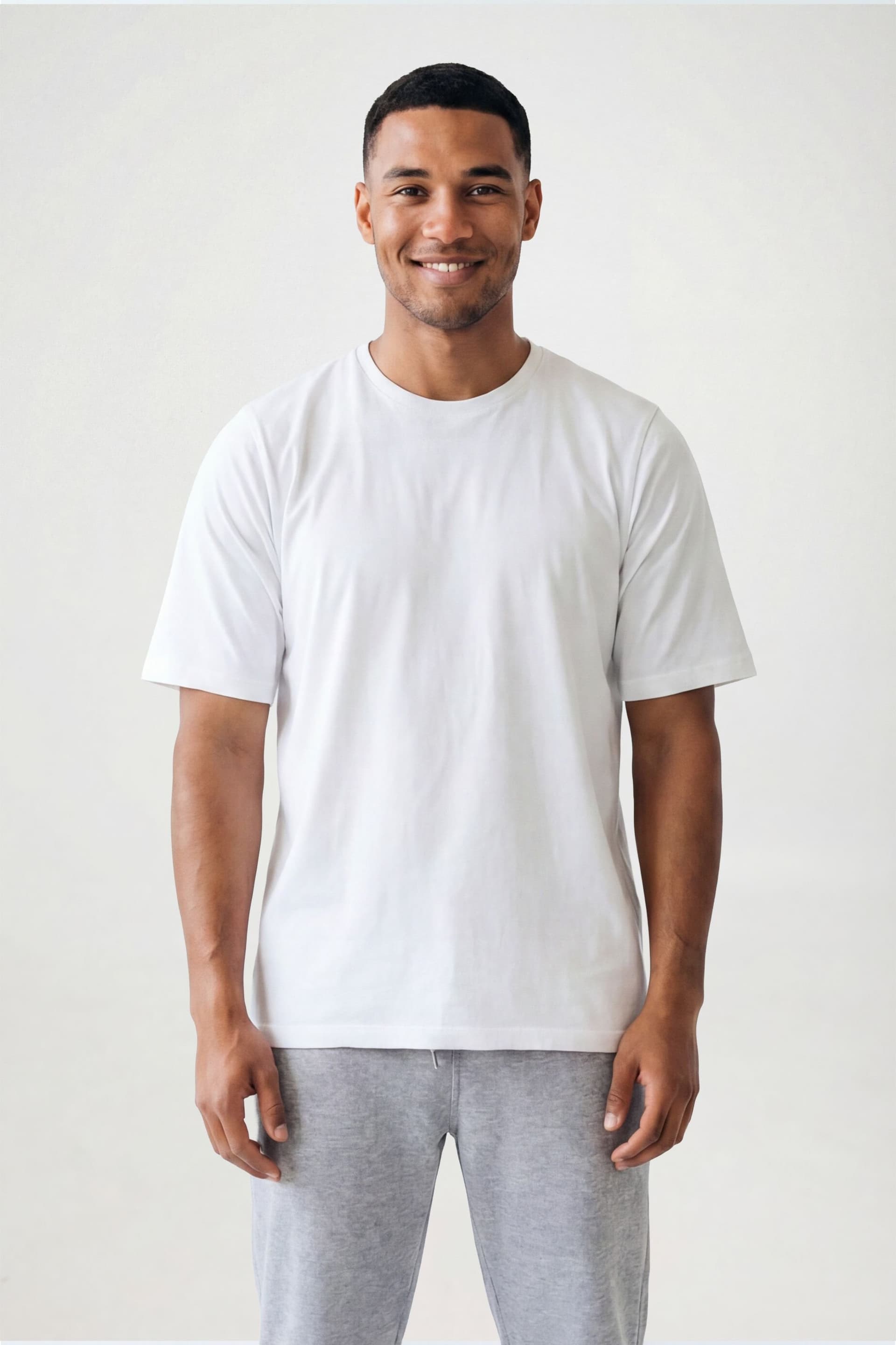 CICAY CICAY Men's Relaxed Fit Crew Neck Cotton T-Shirt in White