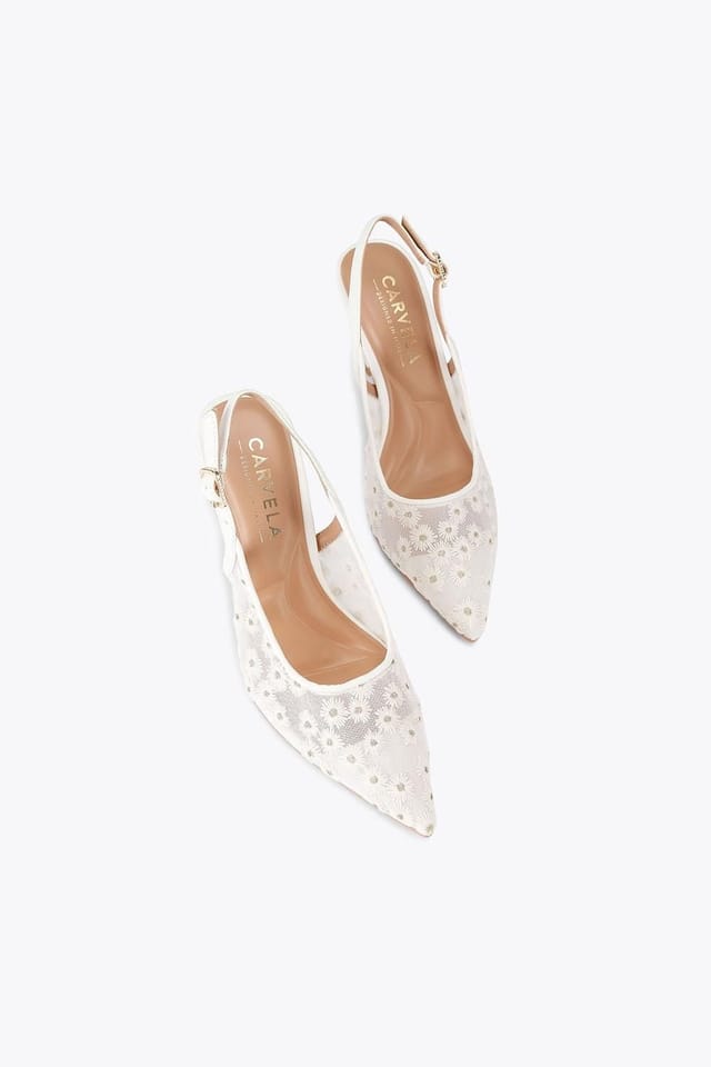 Carvela Carvela Women's 'Positano Sling High' Fabric Heels in White - 2