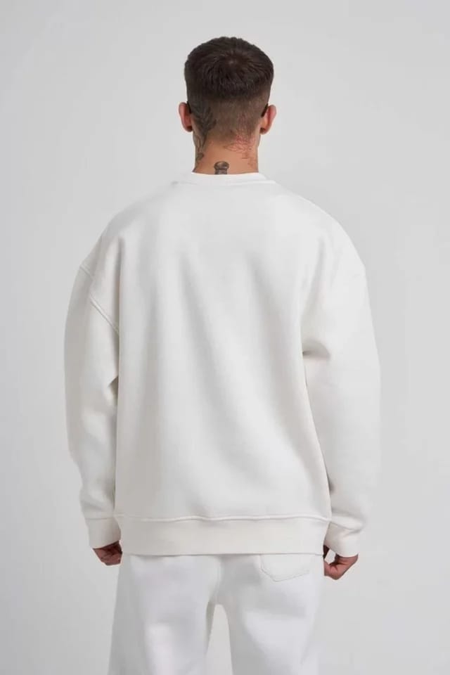 Janes Janes Men's Oversized Crew Neck Sweatshirt in White - 3