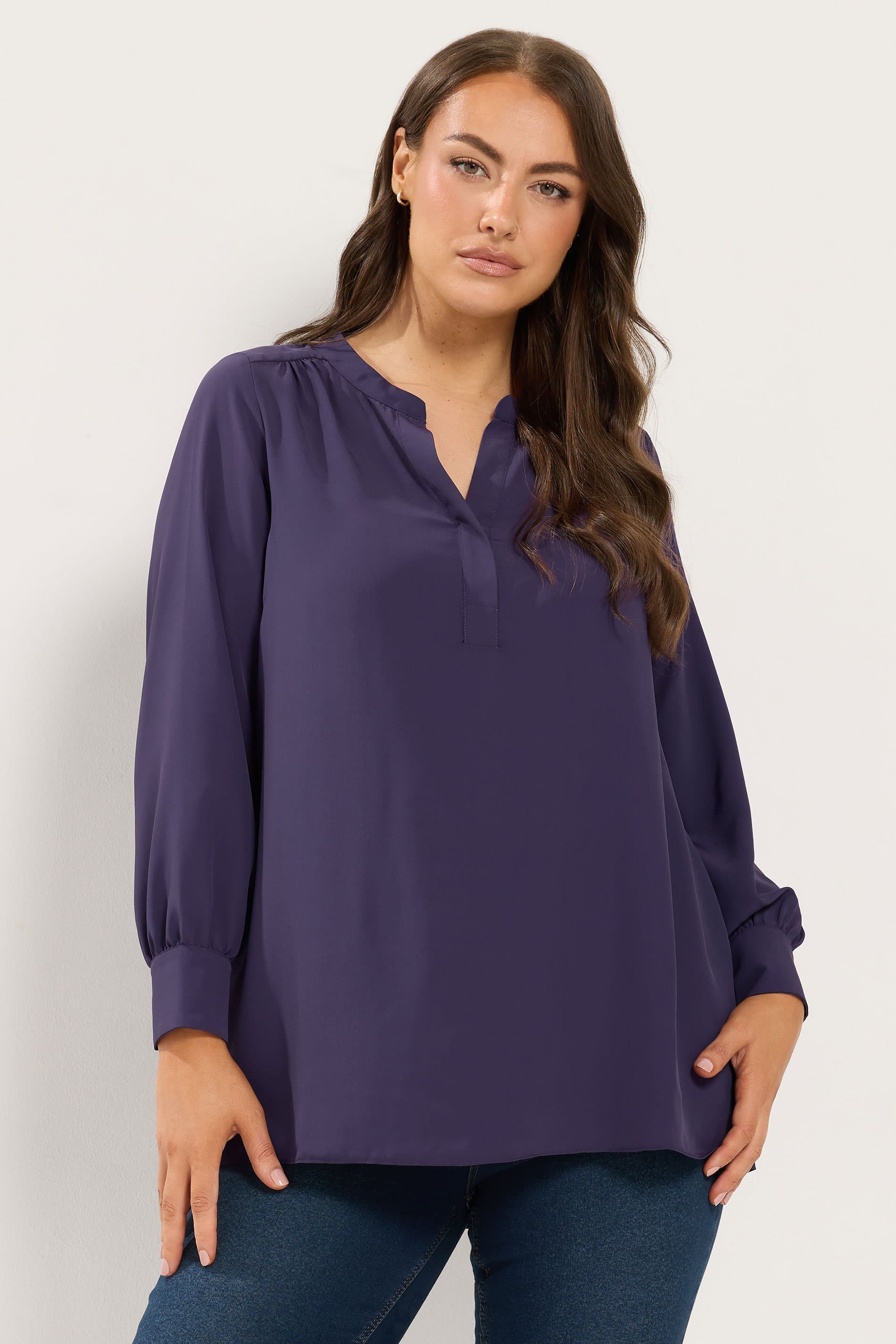 Yours Plus Size Purple Half Placket Blouse
