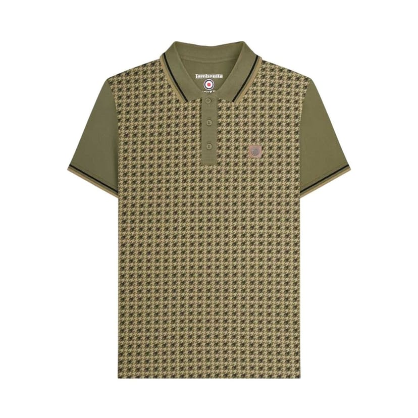 Lambretta Lambretta Men's Houndstooth Polo Shirt in Green - 1