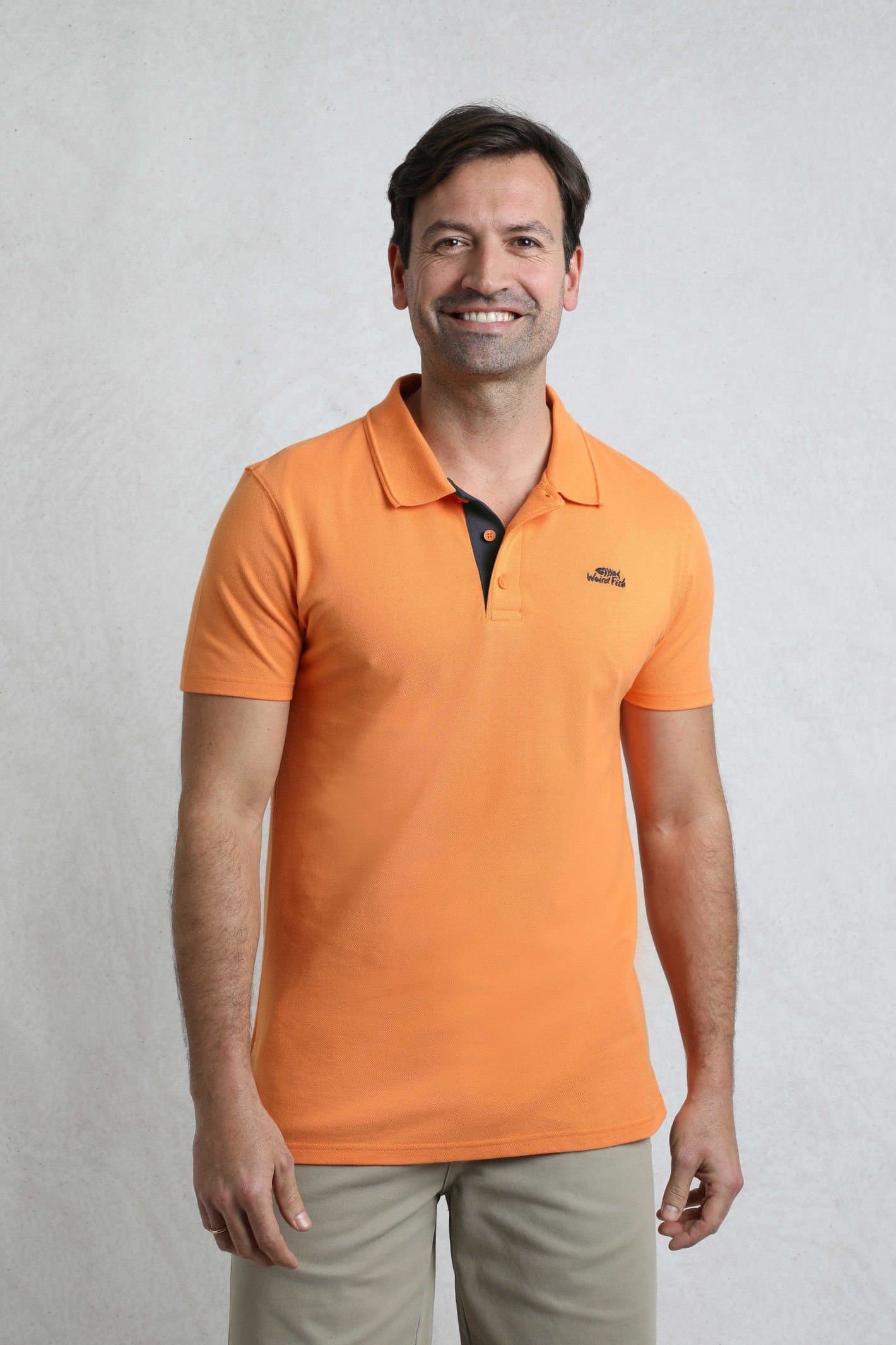 Weird Fish Weird Fish Men's Miles Pique Polo Shirt in Pale Orange