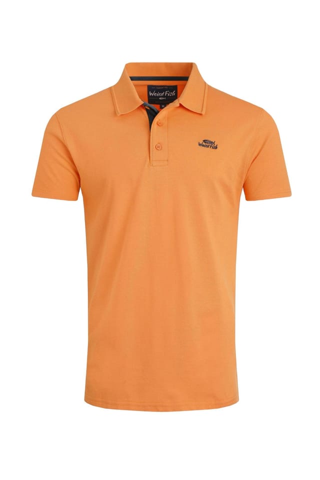 Weird Fish Weird Fish Men's Miles Pique Polo Shirt in Pale Orange - 2