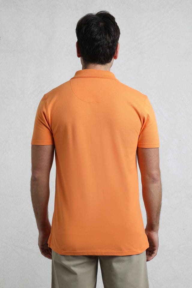 Weird Fish Weird Fish Men's Miles Pique Polo Shirt in Pale Orange - 3