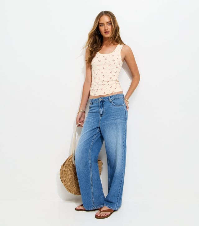 New Look Women's Cream Wide Trim Scoop Neck Floral Print Vest New Look - 3