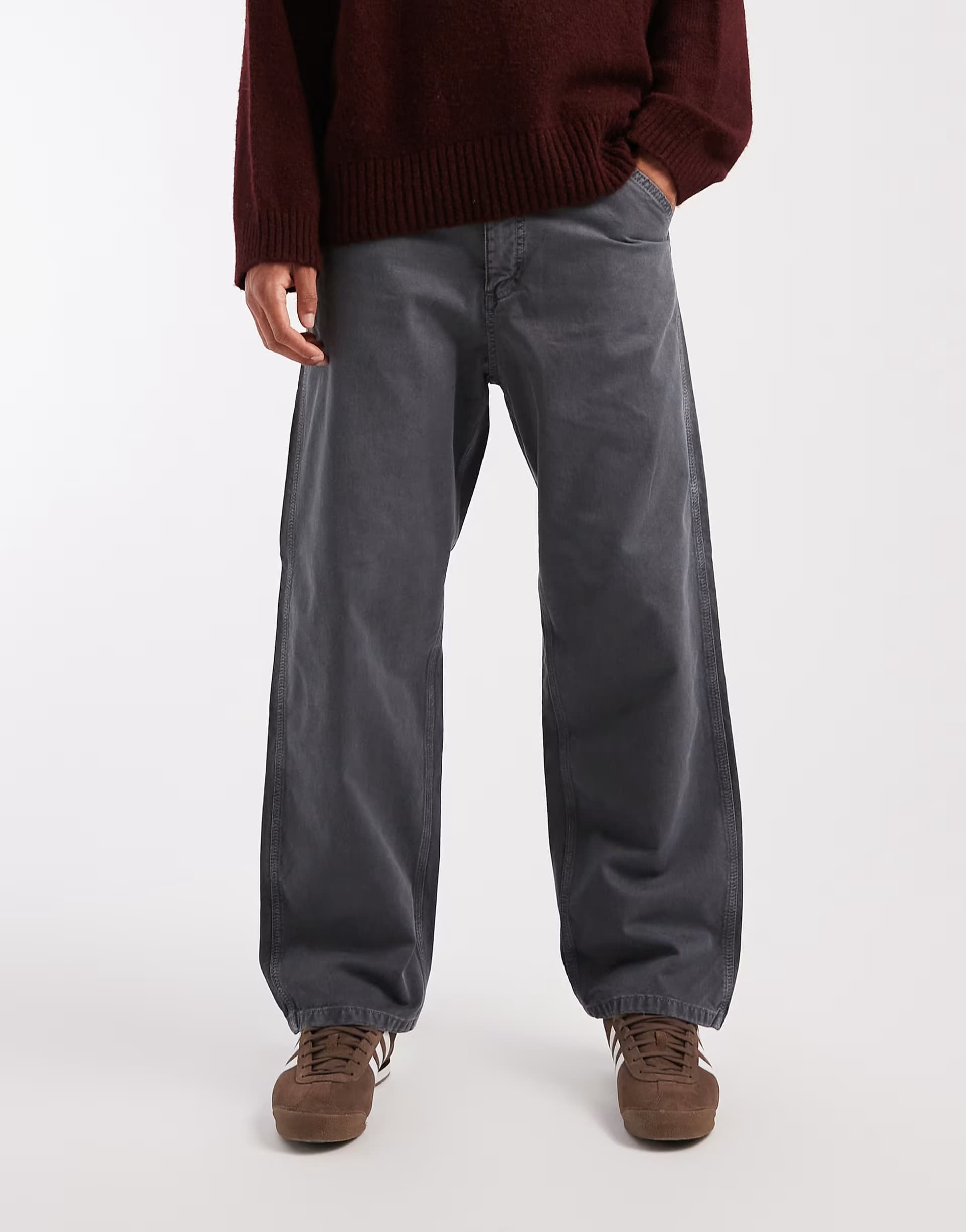 ASOS Jack & Jones Alex baggy workwear trousers in grey