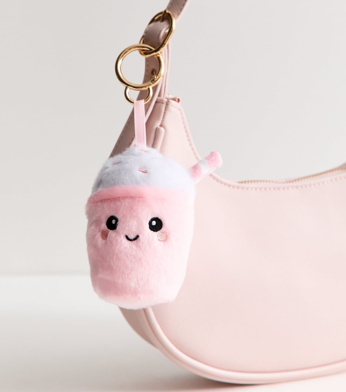 New Look Pink Milkshake Plush Bag Charm New Look