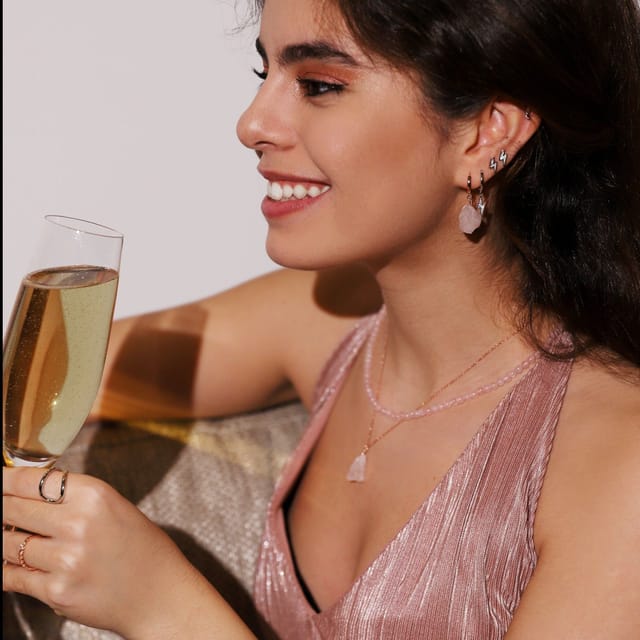 Gold Trip Gold Trip Women's Rose Quartz Beaded Necklace - 3