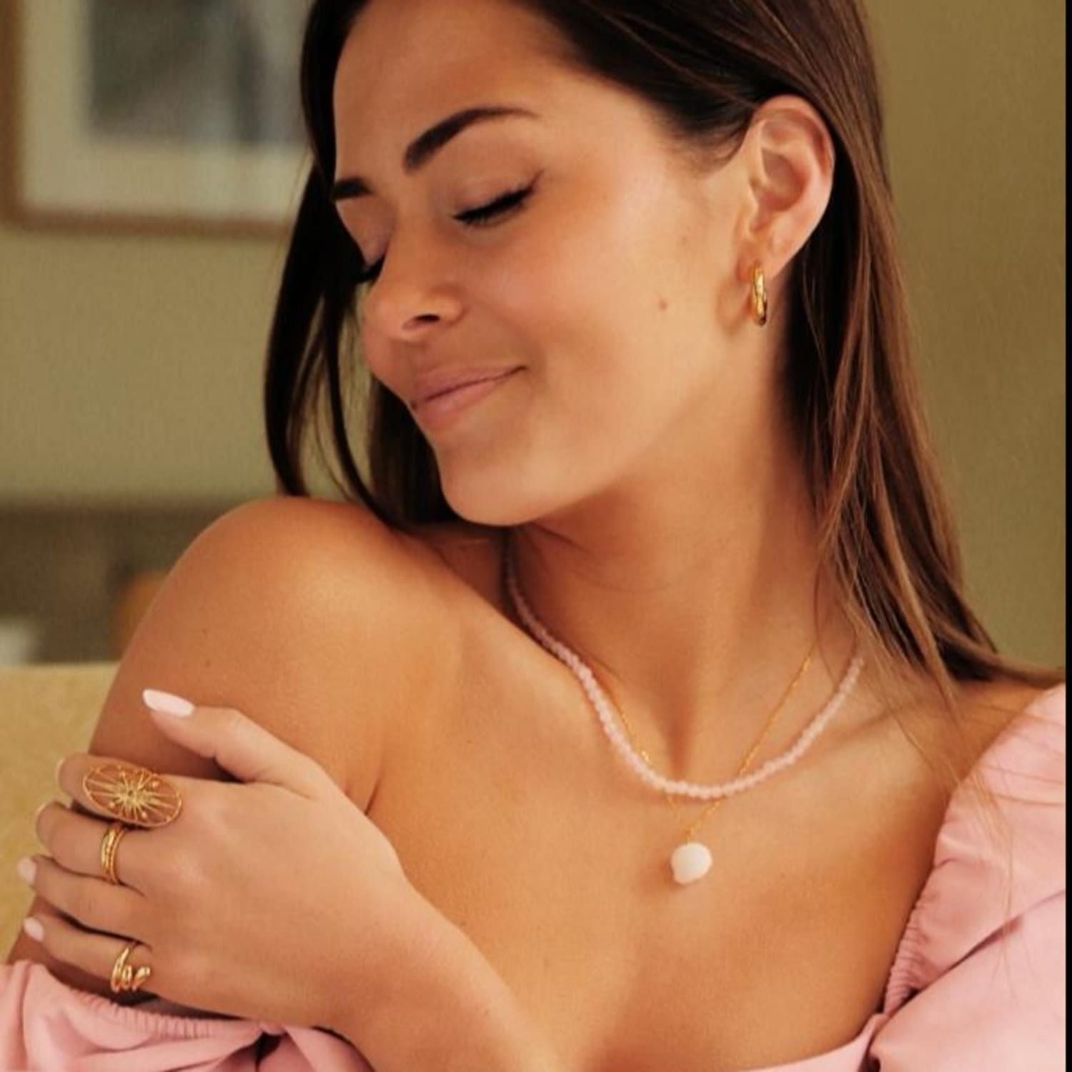 Gold Trip Gold Trip Women's Rose Quartz Beaded Necklace - 4