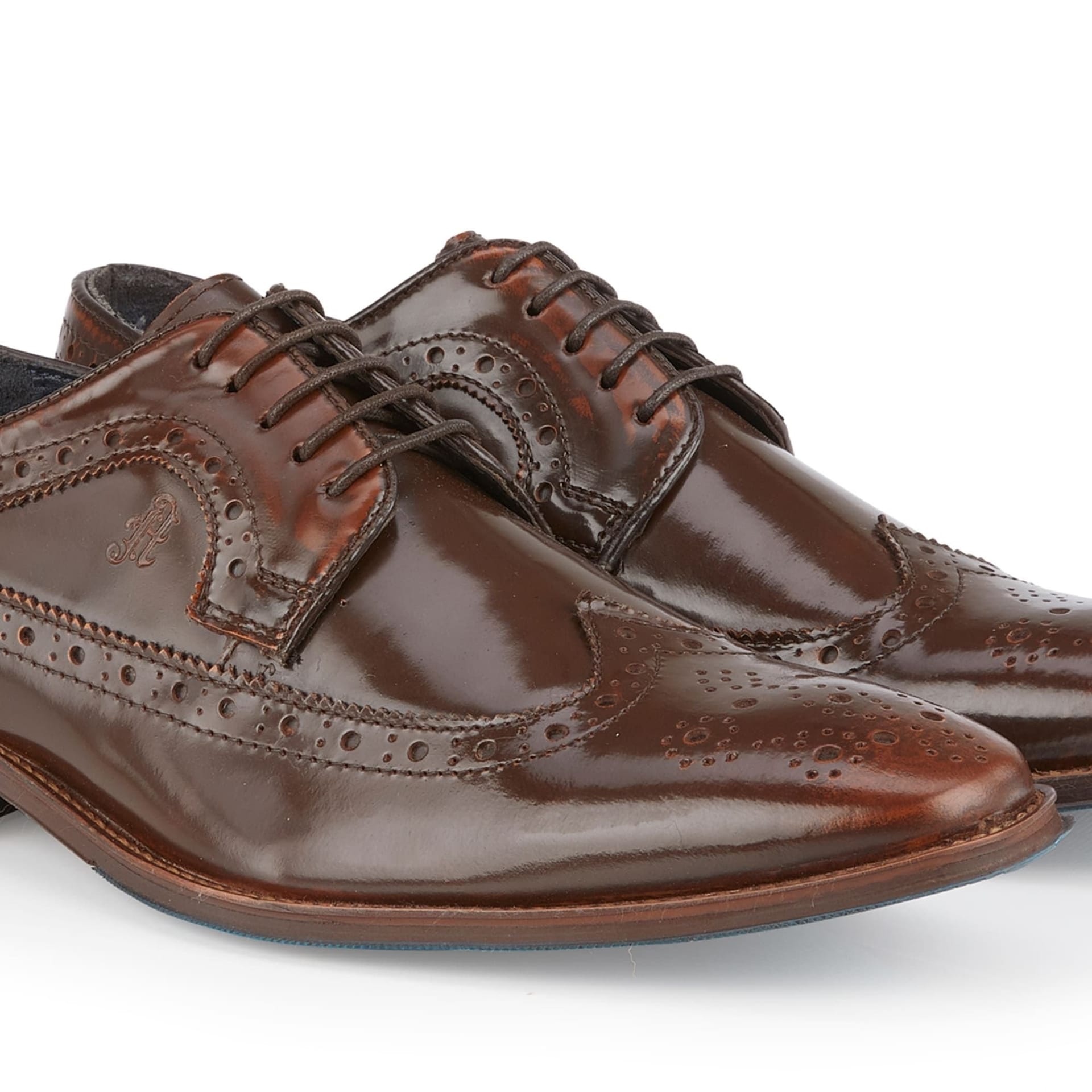 Amen Shoes Amen Shoes Men's Dublin Leather Brushed Hi Shine Brogue Shoes in Tan - 4