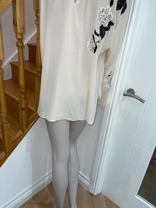 Monsoon Cream Floral Embroidered V-Neck Blouse