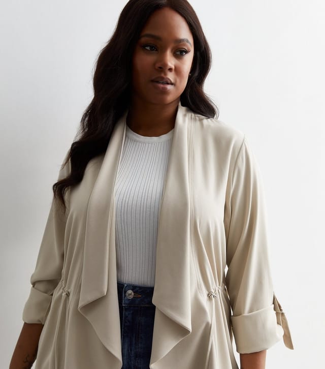 New Look Women's Plus Size Stone Waterfall Duster Jacket Curves New Look - 2
