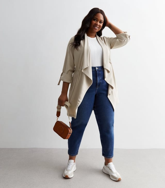 New Look Women's Plus Size Stone Waterfall Duster Jacket Curves New Look - 3