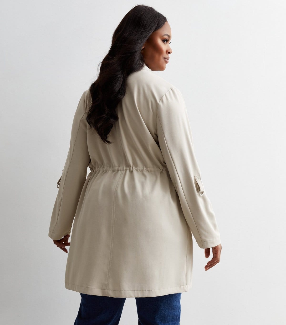 New Look Women's Plus Size Stone Waterfall Duster Jacket Curves New Look - 4