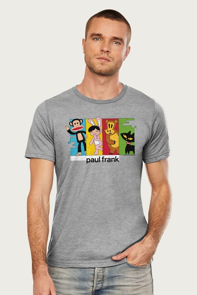 Paul Frank Paul Frank Men's Julius & The Gang Colour Blocks T-Shirt in Mid Grey - 2