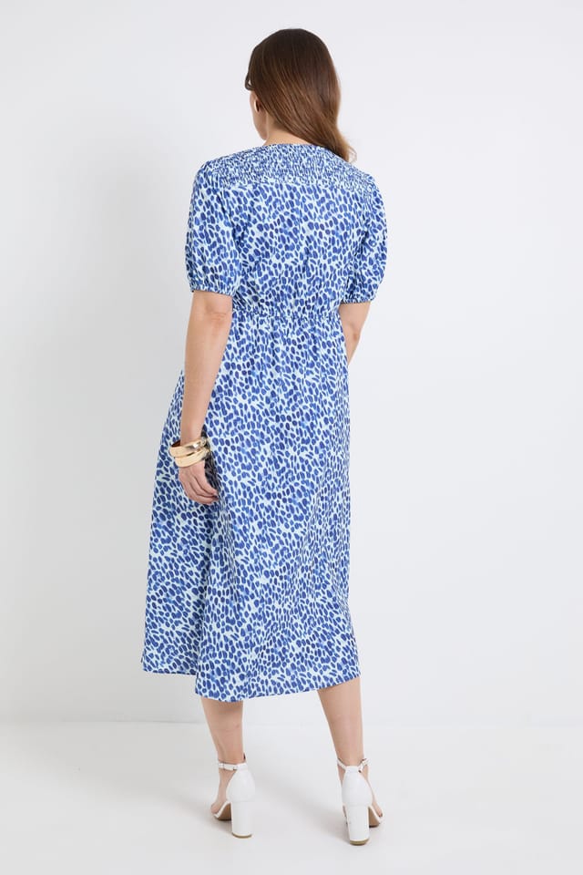 Wallis Wallis Women's Polka Dot Ruched Midi Dress in Blue - 3
