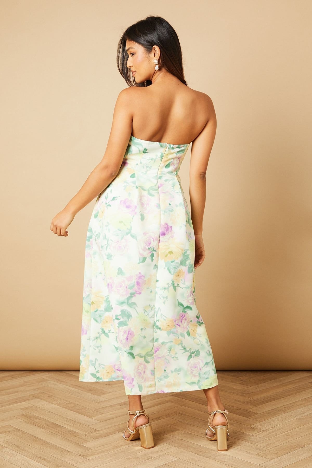 Oasis Oasis Women's Petite Occasion Floral Twill Strapless Mini Dress in Lilac - 4