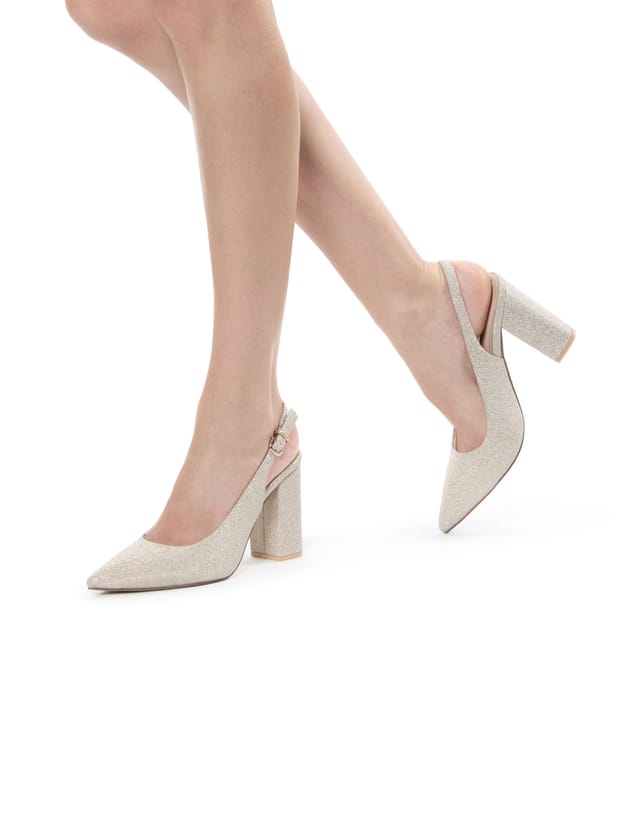 Paradox London Paradox London Women's Irisa' Block Heel Slingback Shoes in Gold - 2