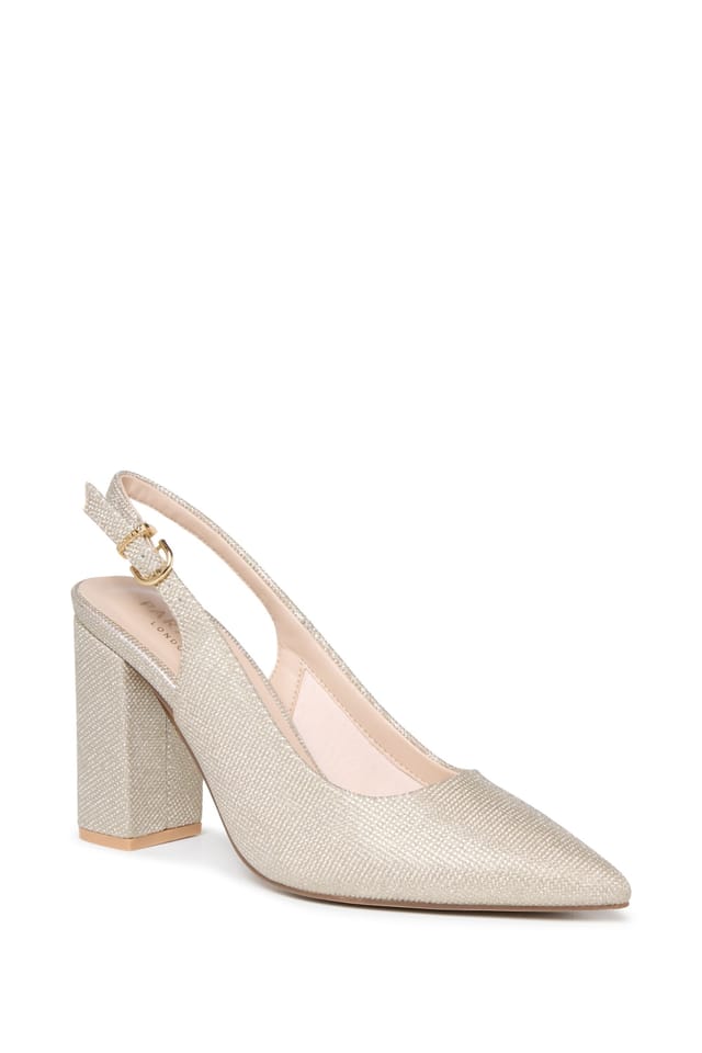 Paradox London Paradox London Women's Irisa' Block Heel Slingback Shoes in Gold - 3