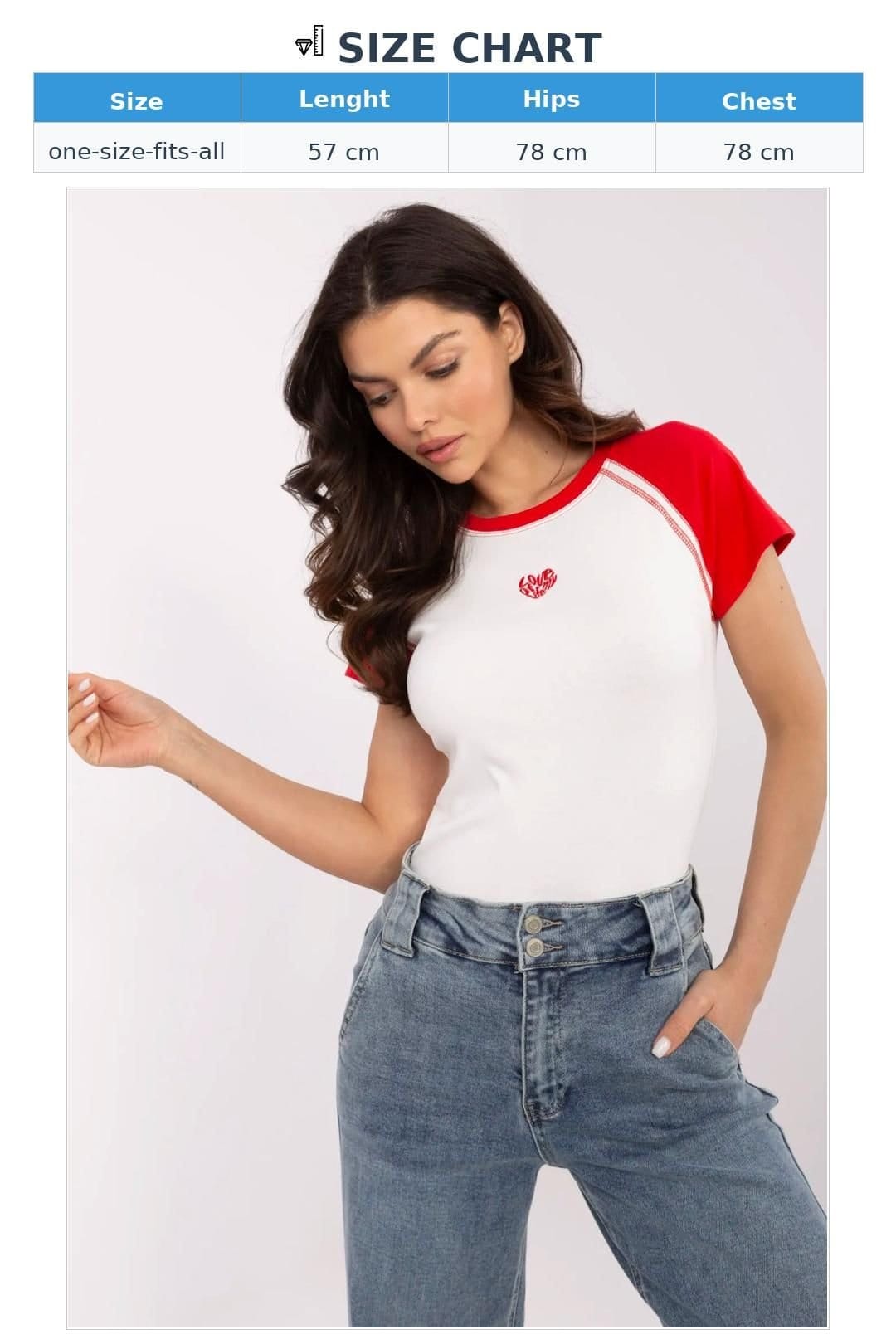 Love Lace Love Lace Women's Ribbed Cotton Heart Print Casual T-Shirt in White - 4