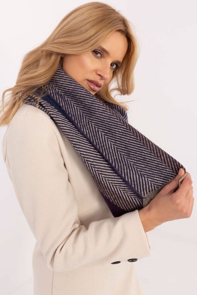Love Lace Love Lace Women's Winter Striped Viscose Scarf Soft Warm with Tassel Ends in Blue - 2