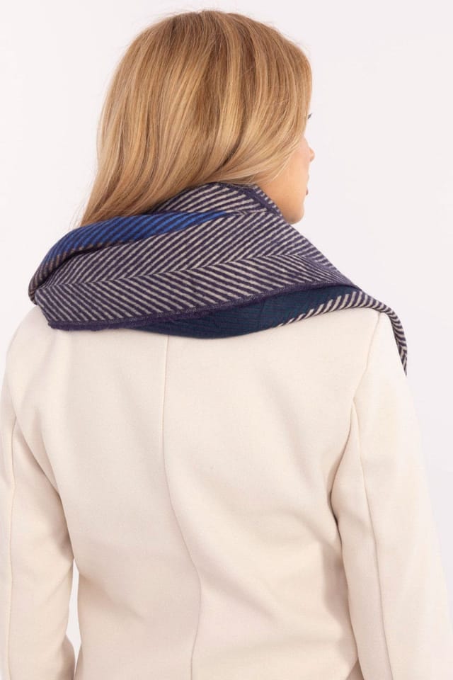 Love Lace Love Lace Women's Winter Striped Viscose Scarf Soft Warm with Tassel Ends in Blue - 3