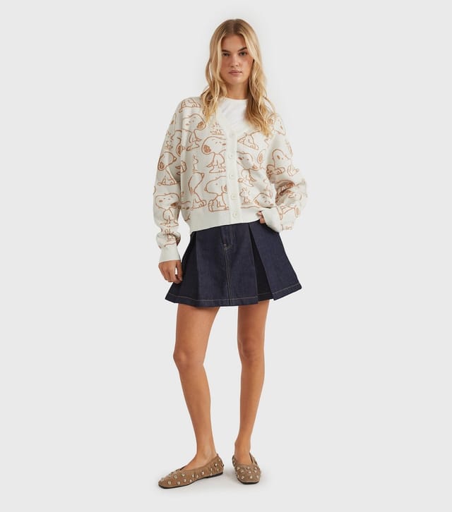 Skinnydip Women's White Snoopy Peanuts Tonal Cardigan Skinnydip New Look - 2