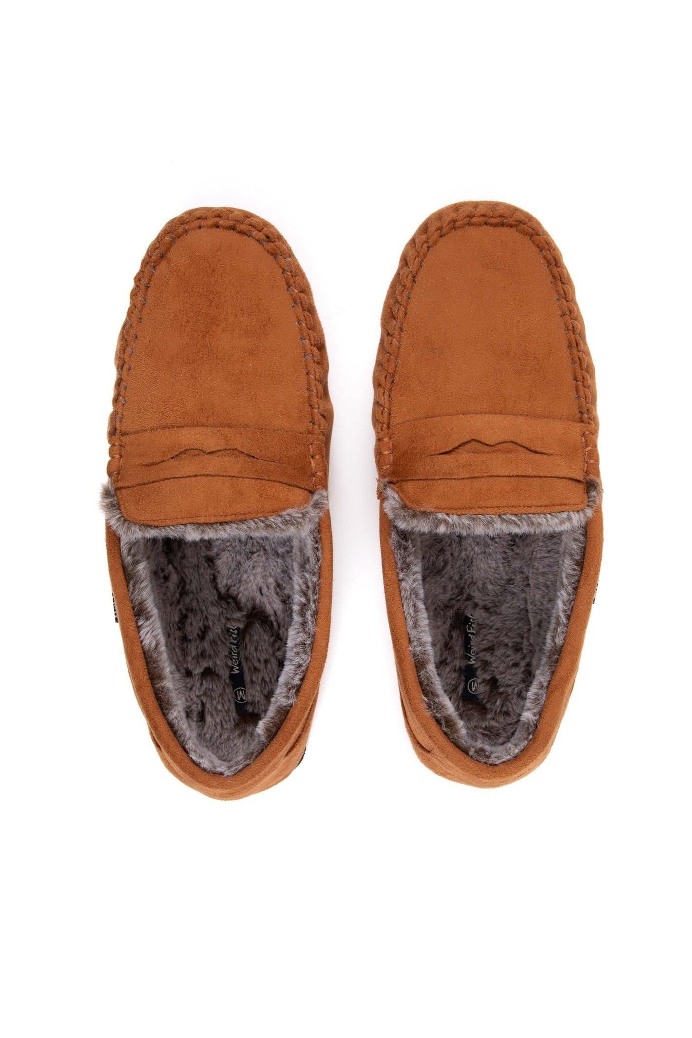 Weird Fish Weird Fish Men's Hector Suede Style Moccasin Slippers in Tan