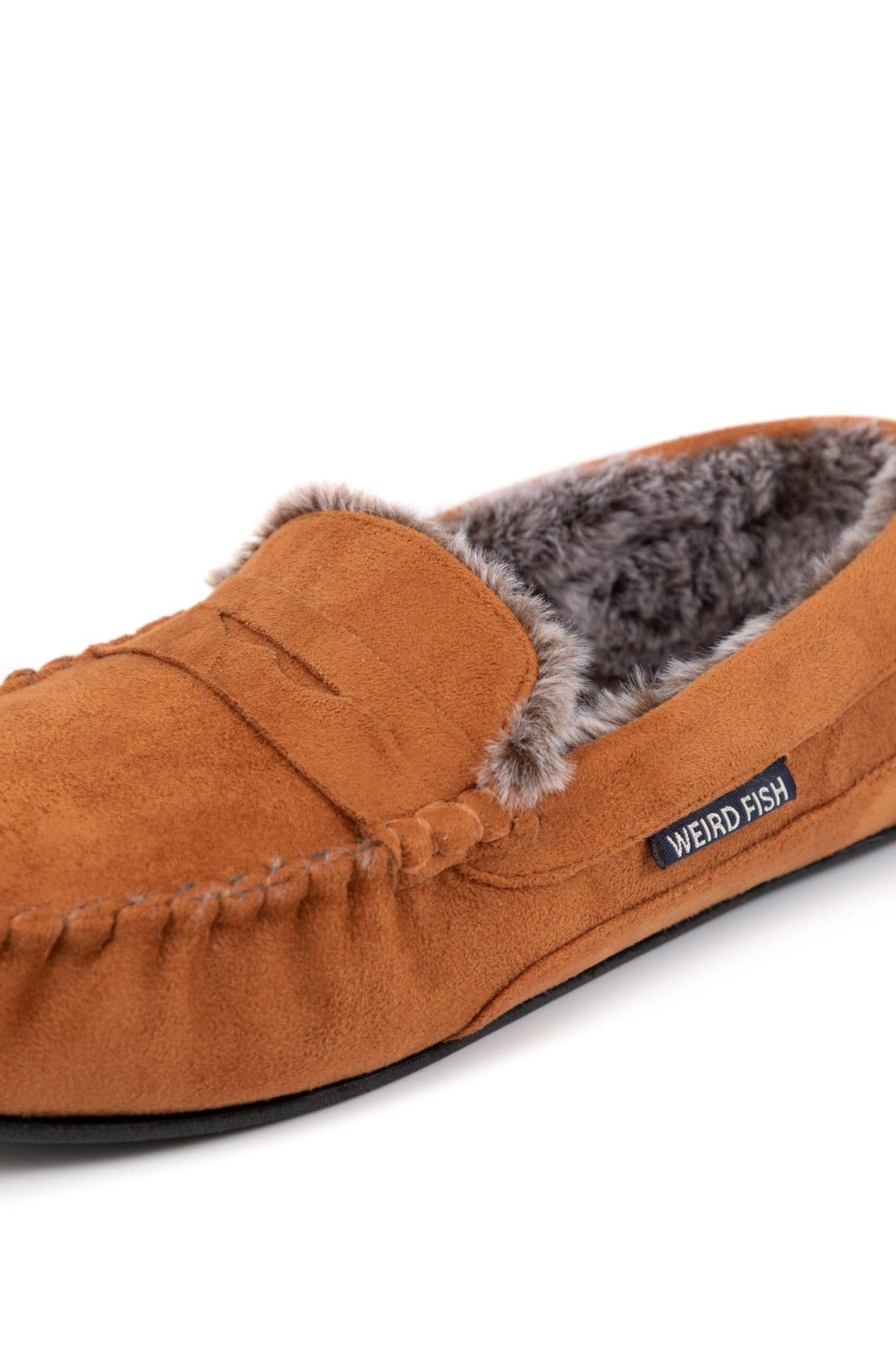 Weird Fish Weird Fish Men's Hector Suede Style Moccasin Slippers in Tan - 4