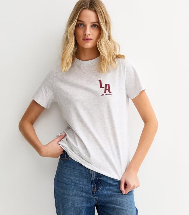 New Look Women's Light Grey LA Print T-Shirt New Look - 2