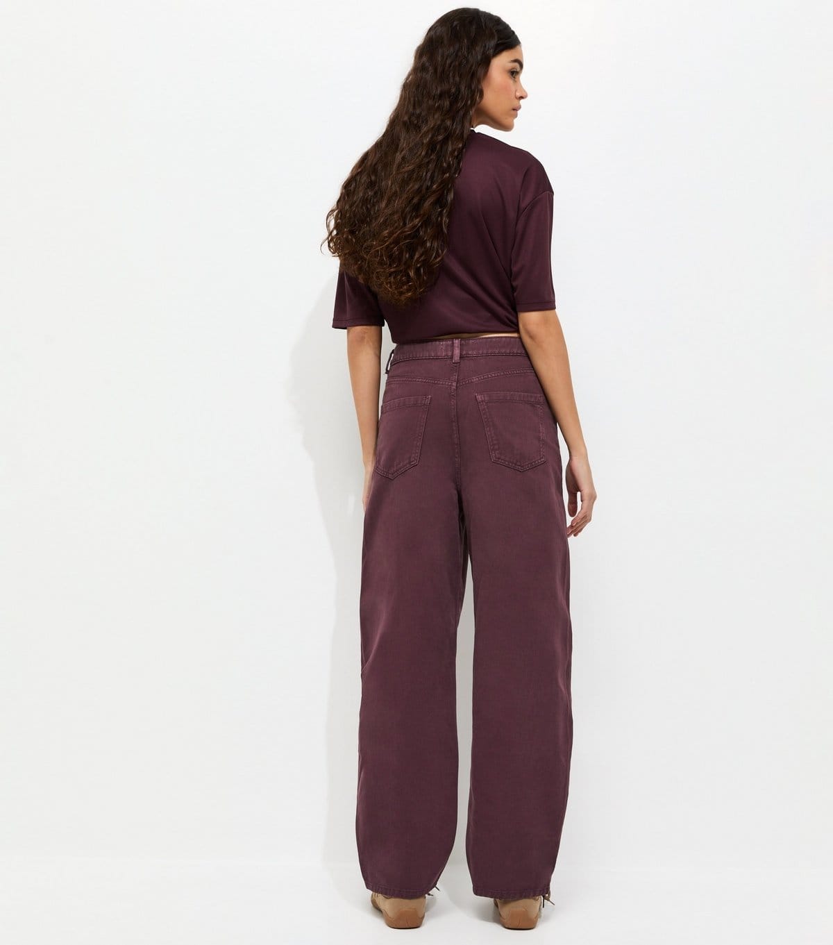 New Look Women's Burgundy Barrel Leg Jeans New Look - 4